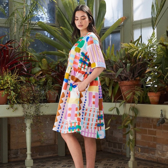 Unique Colorful Smock Dress With Pockets - Picture 3 of 7